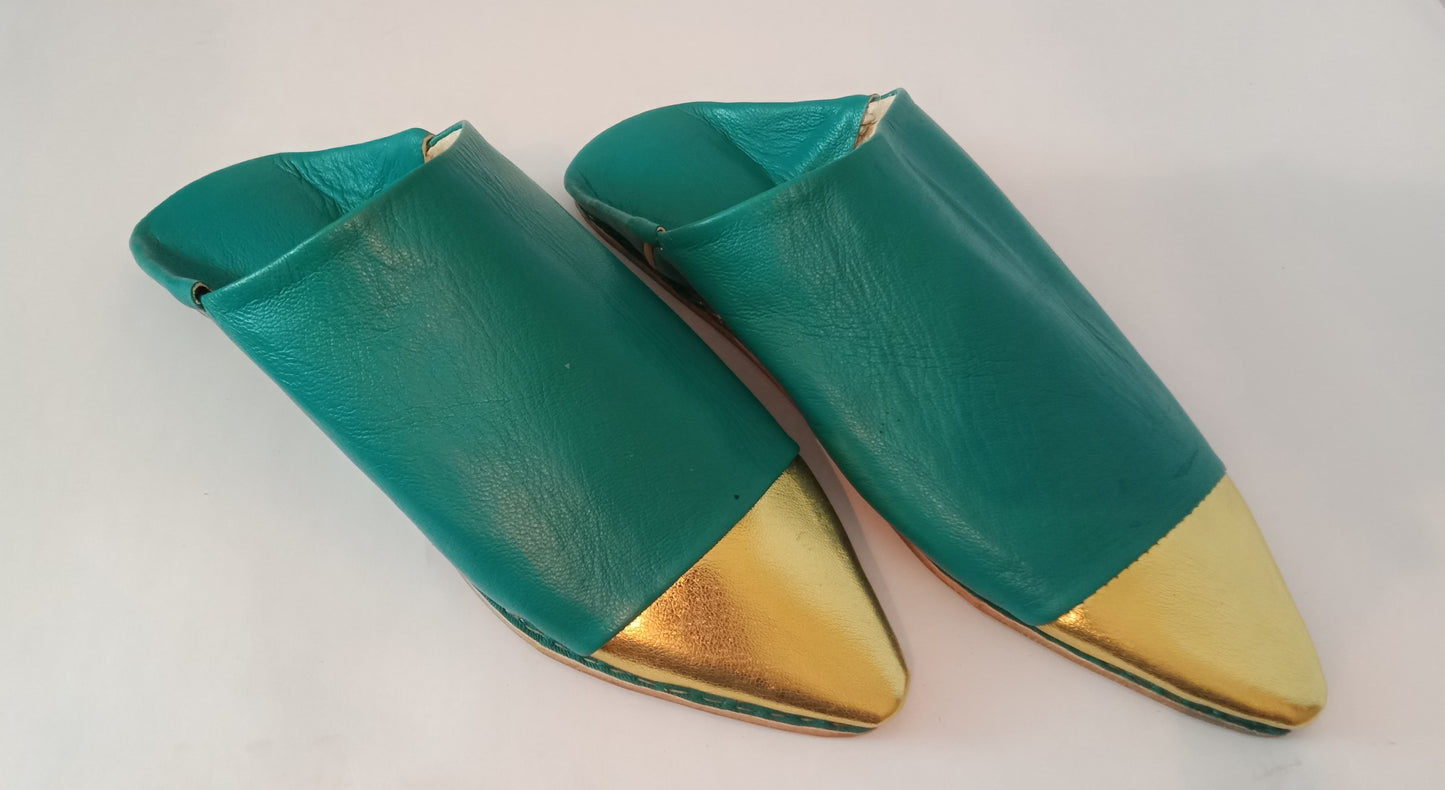 Babouches – green & Gold