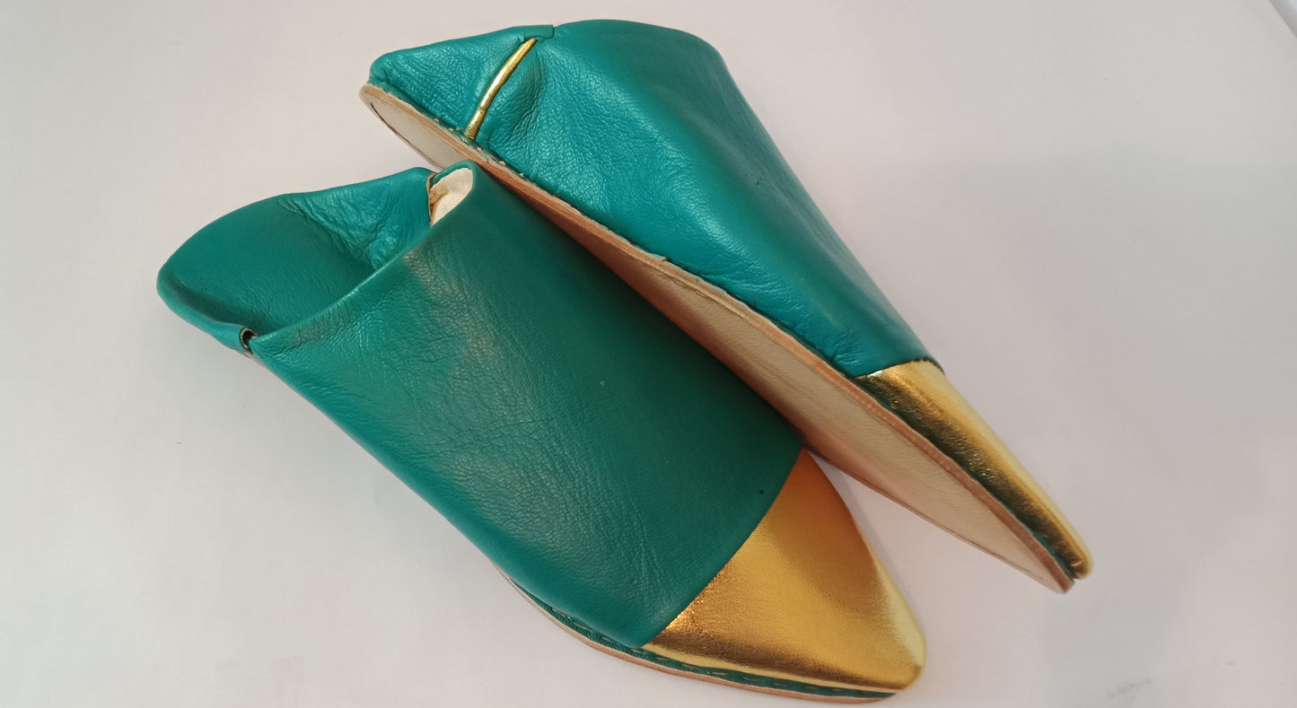 Babouches – green & Gold