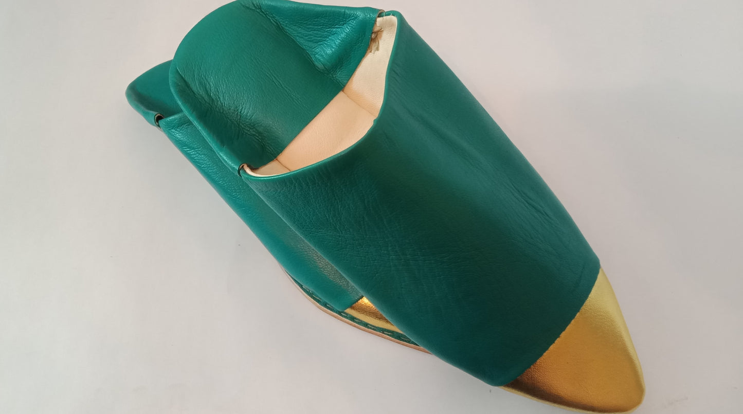 Babouches – green & Gold