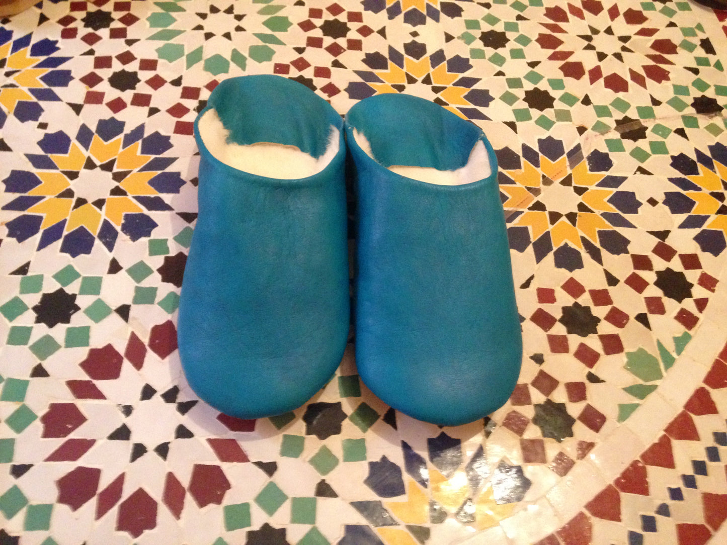 Babouches fur for home Azure Blue