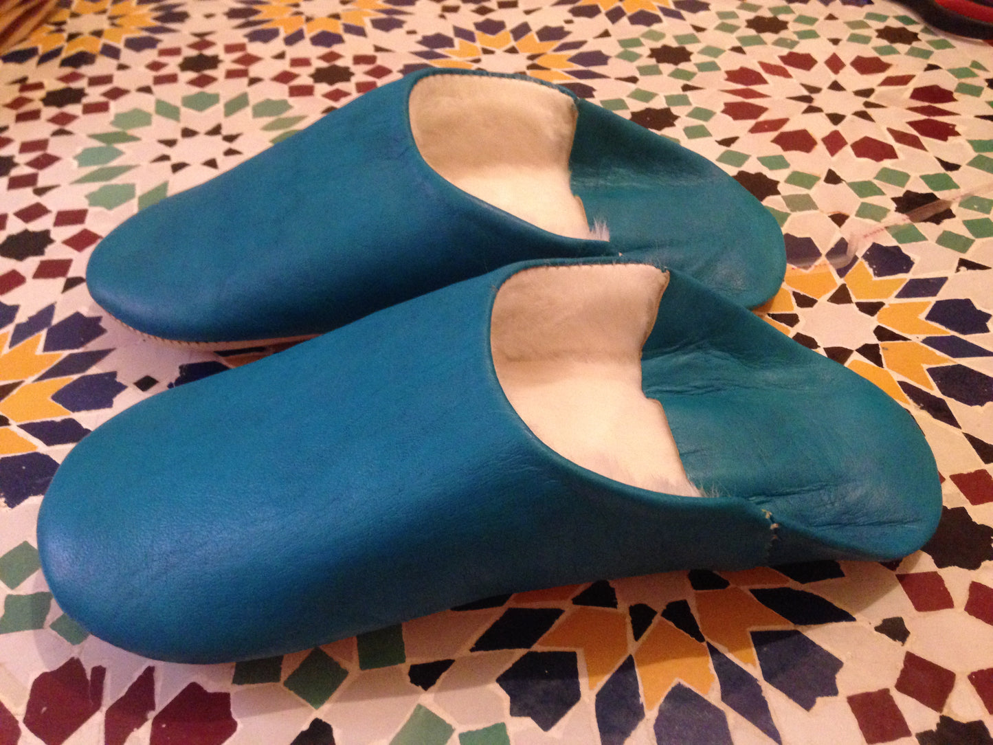 Babouches fur for home Azure Blue