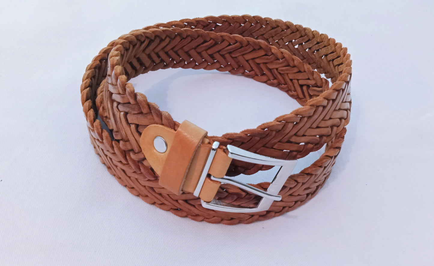 Handmade Braided Leather Belt BROWN