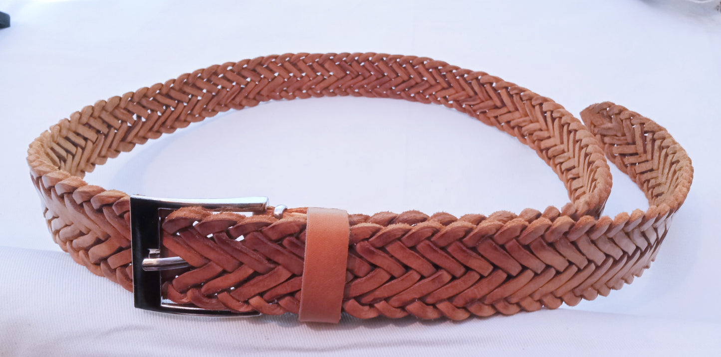 Handmade Braided Leather Belt BROWN