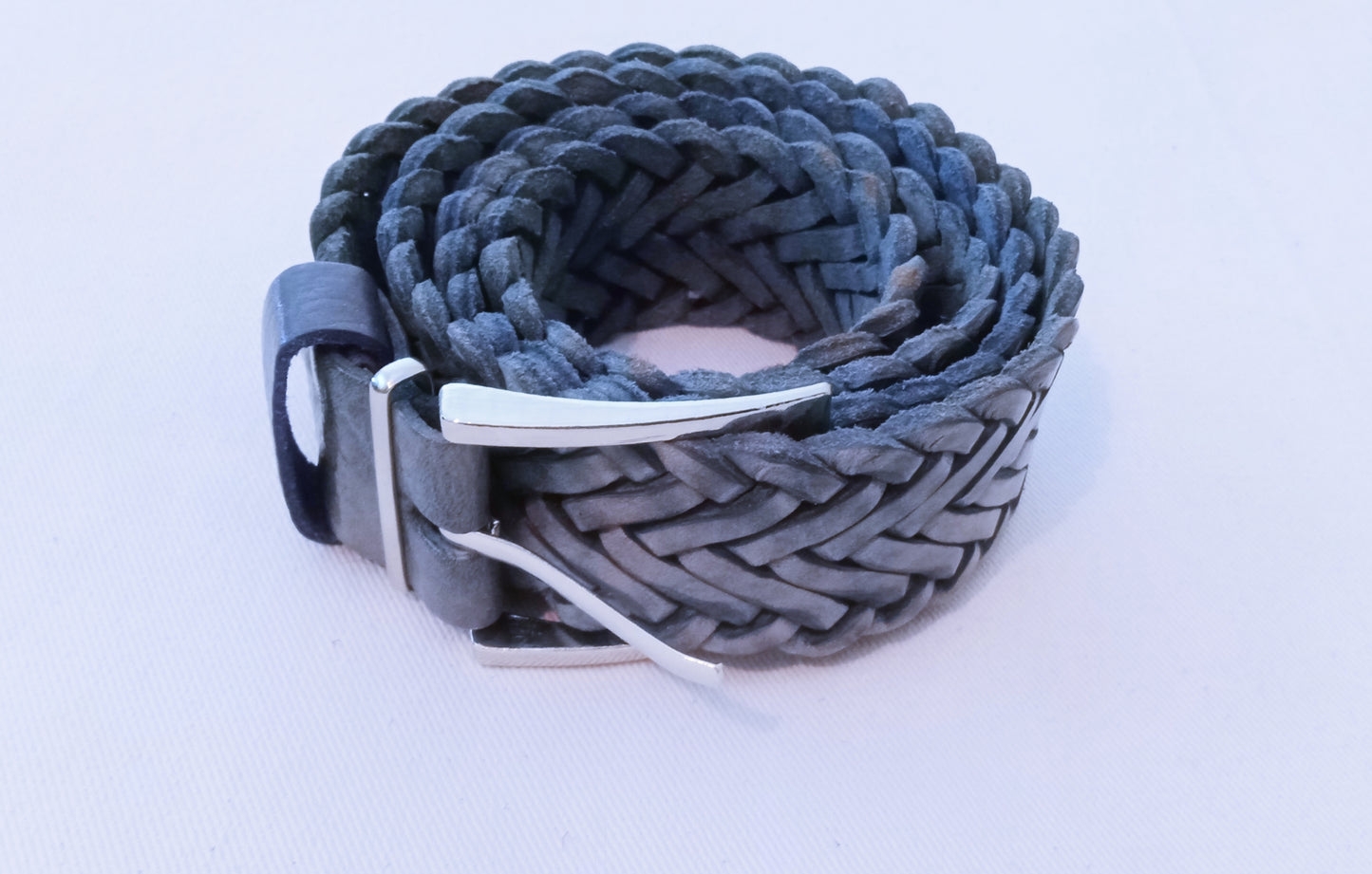Handmade Braided Leather Belt Bleu