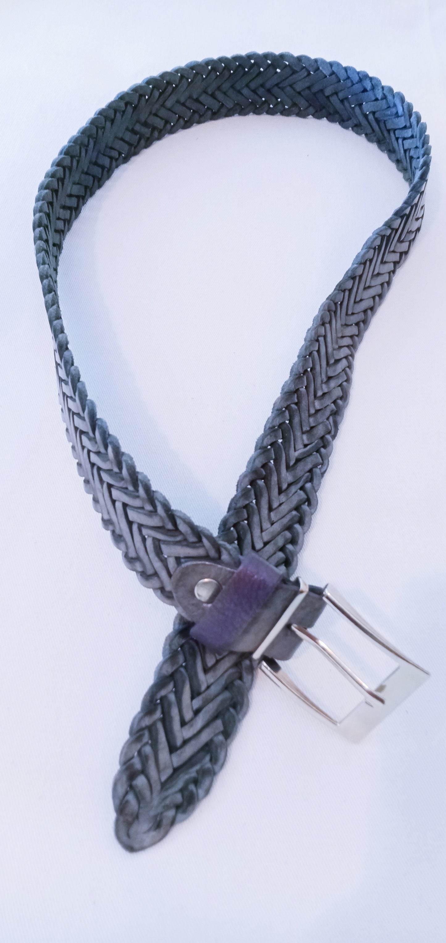 Handmade Braided Leather Belt Bleu