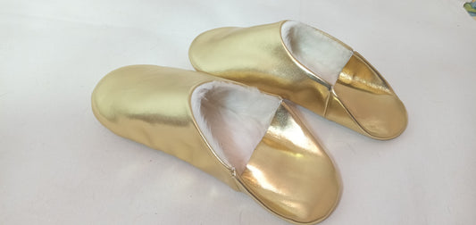 Babouches fur  gold  for home