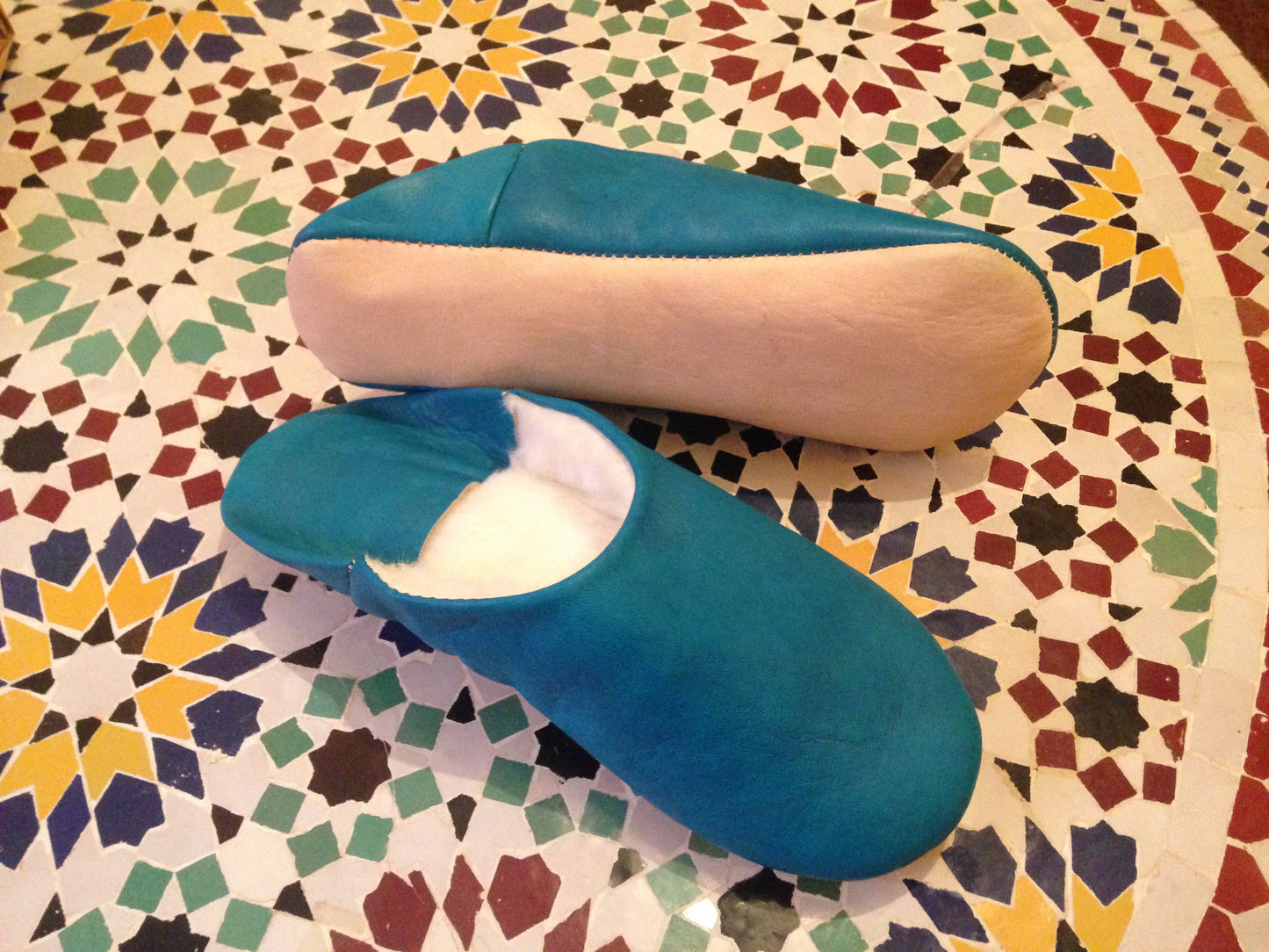 Babouches fur  for home Azure Blue