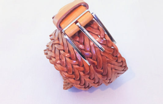 Handmade Braided Leather Belt BROWN
