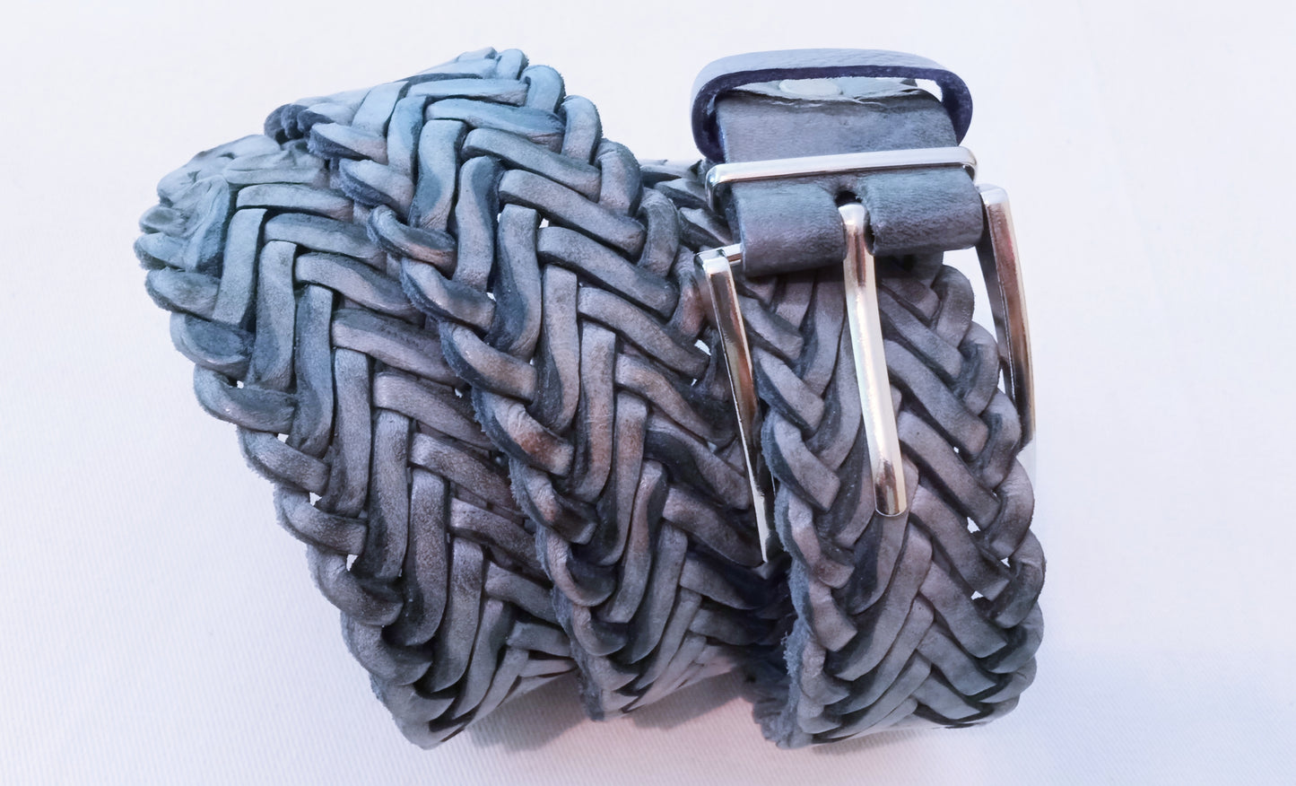 Handmade Braided Leather Belt Bleu